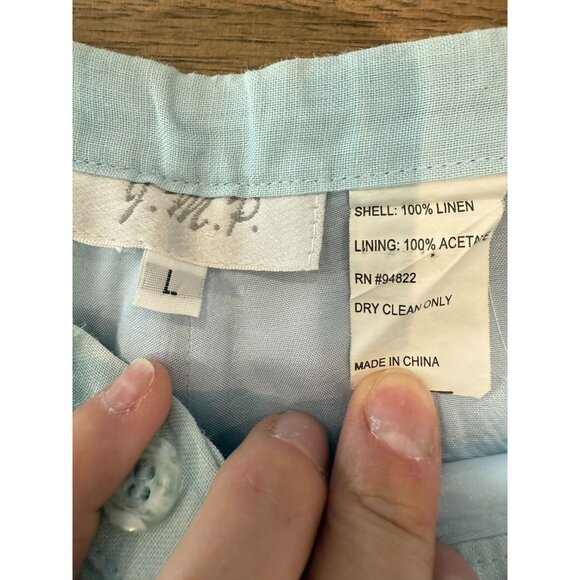 Women's 2 Piece J.M.P.Linen Guayabera Cropped Pants Set, size Large - Picture 2 of 15